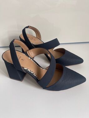 Call It Spring Navy Textured Block Heels